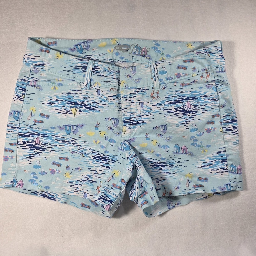 Summer Wear Tropical Resort Chino Shorts Pixie Stretch Cotton Twill Size 0 Blue
